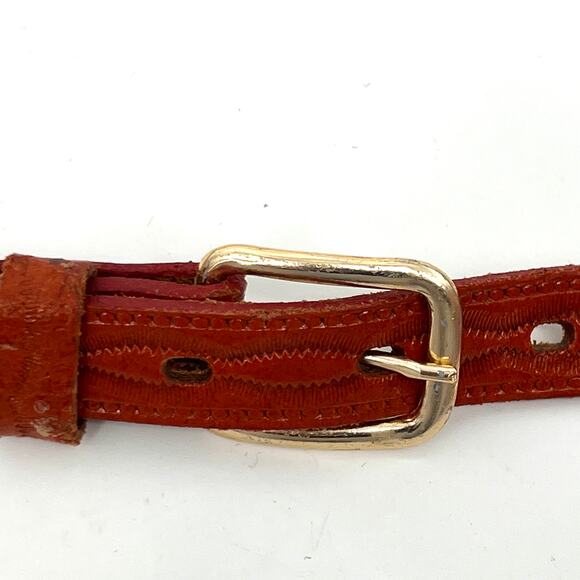 Vintage Hong Kong Native American Beaded Tooled Leather Belt Size 38 - Picture 3 of 7